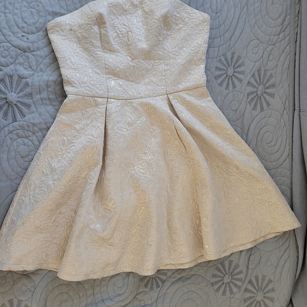 Cream White and Gold Dress